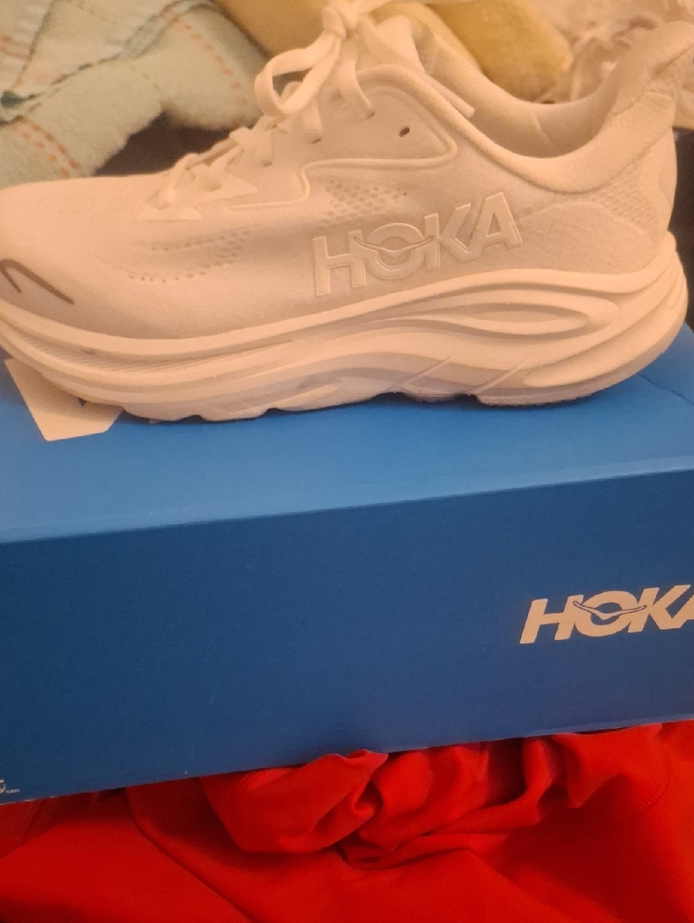 Hoka White Athletic Running Shoe